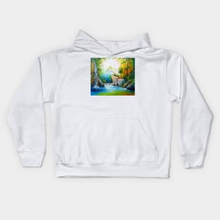 Forest waterfall Kids Hoodie